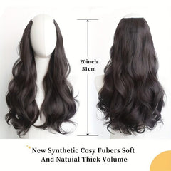 8 Cm Long Curly Hair Extensions With Invisible Wire Synthetic Hairpieces