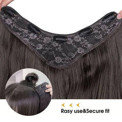 8 Cm Long Curly Hair Extensions With Invisible Wire Synthetic Hairpieces
