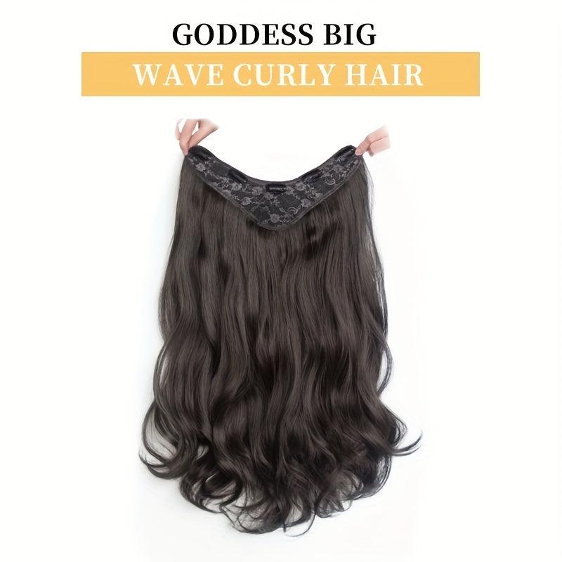 8 Cm Long Curly Hair Extensions With Invisible Wire Synthetic Hairpieces