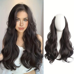 8 Cm Long Curly Hair Extensions With Invisible Wire Synthetic Hairpieces