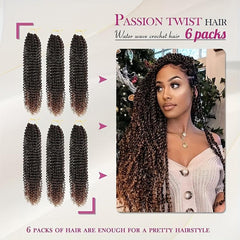 6pack 45 Passion Twist Hair Crochet Curly Locs Braids Extensions