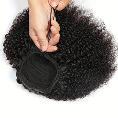 Afro Curly Kinky Human Hair Ponytail Extensions 20 32 71 12 Cm