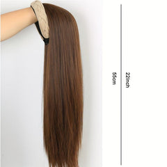 Brown Half Wig Headband Wig Long Straight Wigs With Headband Attached