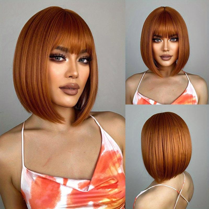 35 56 Cm Straight Hair Wigs Short Bob Cut Wigs Synthetic Fiber Hair Wigs