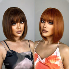 35 56 Cm Straight Hair Wigs Short Bob Cut Wigs Synthetic Fiber Hair Wigs