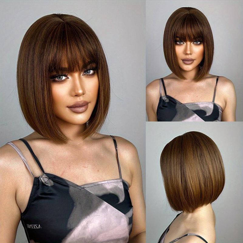 35 56 Cm Straight Hair Wigs Short Bob Cut Wigs Synthetic Fiber Hair Wigs