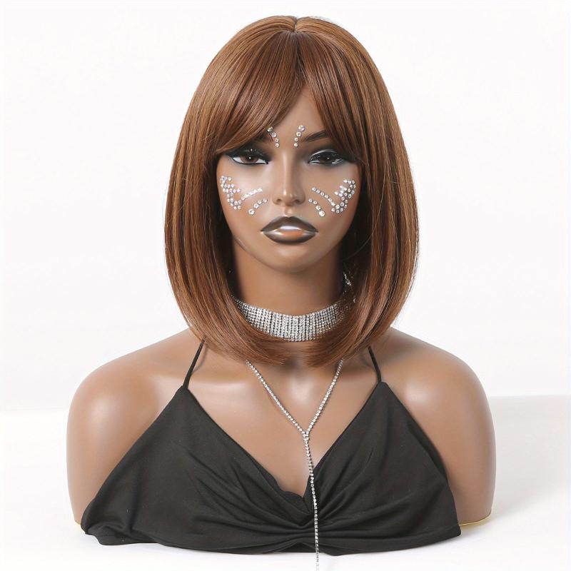 35 56 Cm Brown Short Bob Synthetic Hair Wigs For Women