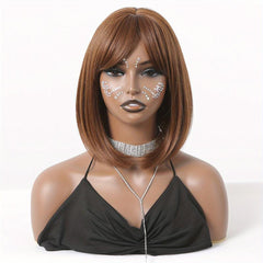 35 56 Cm Brown Short Bob Synthetic Hair Wigs For Women