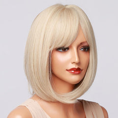 Short Blonde Bob Synthetic Wig Shoulder Length Straight Natural Look