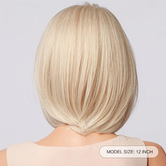 Short Blonde Bob Synthetic Wig Shoulder Length Straight Natural Look