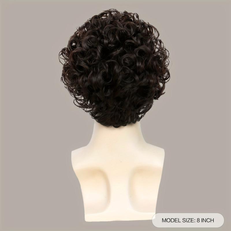 20 32 Cm Brown Short Curly Hair Wigs For Men - Fluffy Synthetic Wig for Party