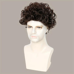 20 32 Cm Brown Short Curly Hair Wigs For Men - Fluffy Synthetic Wig for Party