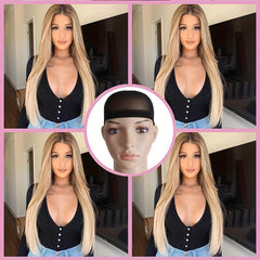 66 cm Long Straight Hair Wig for Women Synthetic Fiber Replacement Wigs