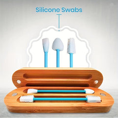 Reusable Silicone Ear Swabs with Bamboo Case