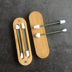 Reusable Silicone Ear Swabs with Bamboo Case