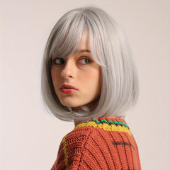 Gradient Golden Bob Hair Wig 25 4 Cm Bangs Short Daily Party Cosplay Halloween