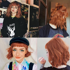 Wavy Bob Wig With Bangs Heat Resistant Hair Replacement Wig