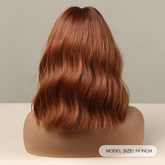 Wavy Bob Wig With Bangs Heat Resistant Hair Replacement Wig