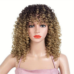35 56 Cm Short Curly Fluffy Hair Wigs With Bangs For Women