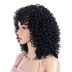 35 56 Cm Short Curly Fluffy Hair Wigs With Bangs For Women