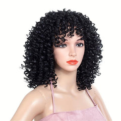 35 56 Cm Short Curly Fluffy Hair Wigs With Bangs For Women