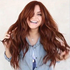Brown Deep Wave Hair Wigs Middle Part Heat Resistant Synthetic Hair Wigs
