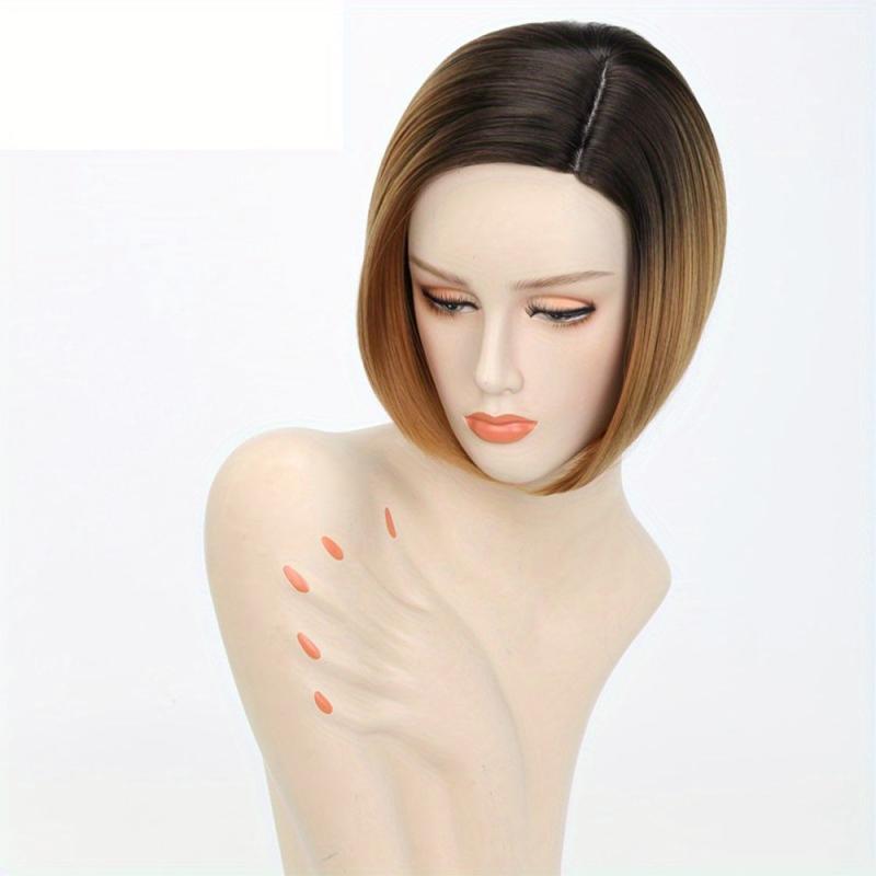 Short Bob Ombre Blonde Synthetic Wig Heat Resistant Fiber Pixie Cut Short Wig