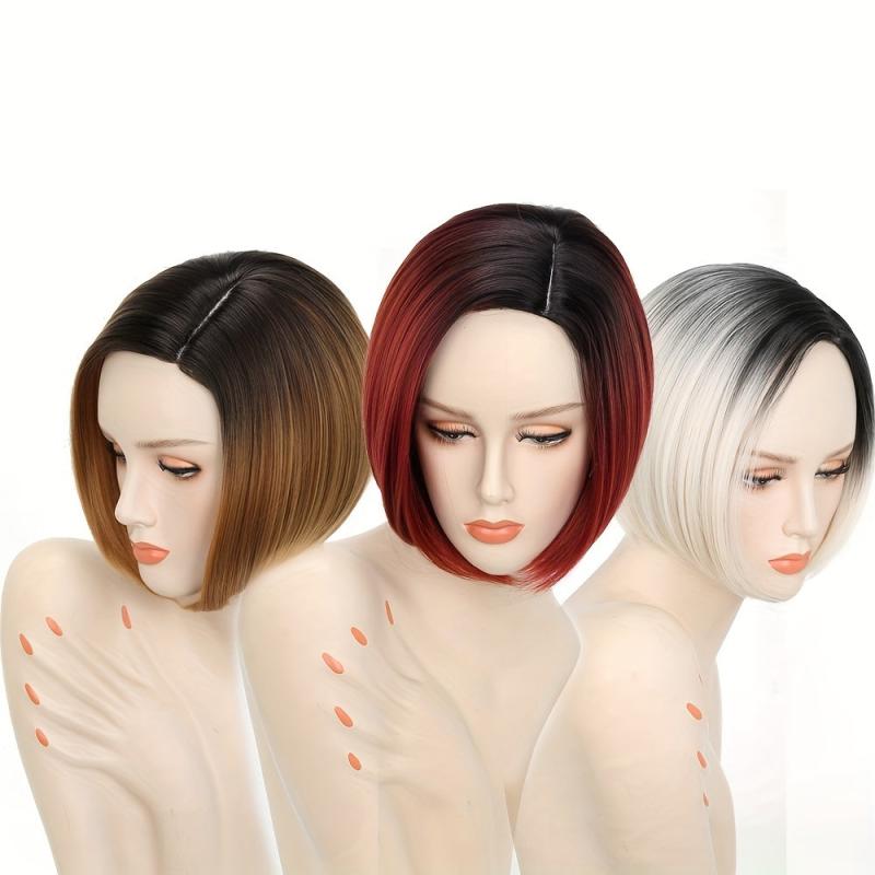 Short Bob Ombre Blonde Synthetic Wig Heat Resistant Fiber Pixie Cut Short Wig