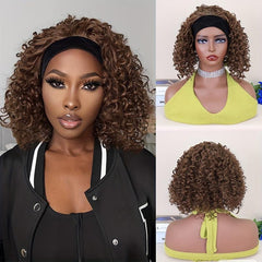 Short Afro Kinky Curly Headband Wig 30-48 cm Synthetic Fiber Natural Look