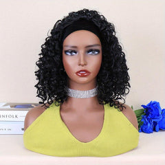 Short Afro Kinky Curly Headband Wig 30-48 cm Synthetic Fiber Natural Look