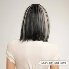 Short Straight Bob Hair Wig with Bangs Synthetic Fiber Hair Replacement