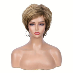 Natural Short Straight Synthetic Wigs With Bangs 15 24 Cm Short Pixie Cut Wigs