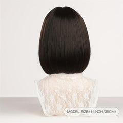 Short Bob Highlight Straight Hair Wigs With Bangs Synthetic Fiber Hair Wigs