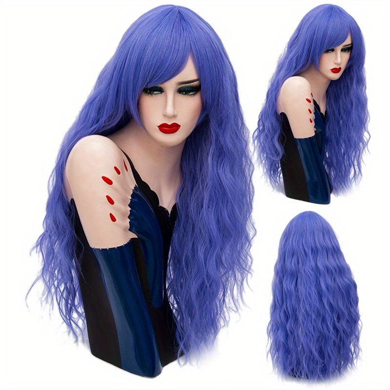 Purple Long Curly Hair Wigs Synthetic Heat Resistant Wigs For Women Girls