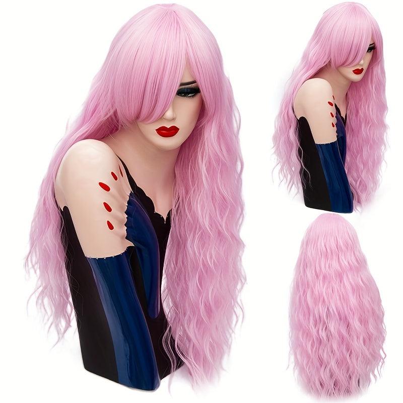 Purple Long Curly Hair Wigs Synthetic Heat Resistant Wigs For Women Girls