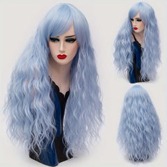 Purple Long Curly Hair Wigs Synthetic Heat Resistant Wigs For Women Girls