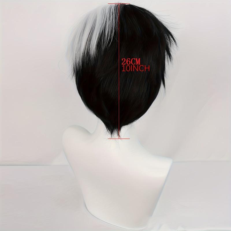 Half Half Straight Hair Cosplay Wigs Synthetic Fiber Anime Wigs & Wig Cap