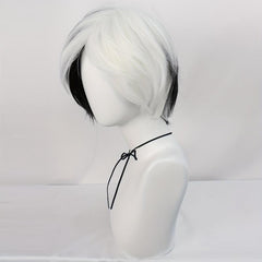 Half Half Straight Hair Cosplay Wigs Synthetic Fiber Anime Wigs & Wig Cap
