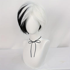 Half Half Straight Hair Cosplay Wigs Synthetic Fiber Anime Wigs & Wig Cap