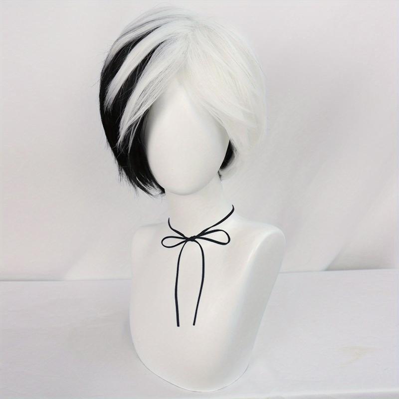 Half Half Straight Hair Cosplay Wigs Synthetic Fiber Anime Wigs & Wig Cap