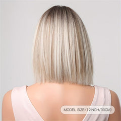 Blonde Bob Short Hair Wig Middle Part for Daily Halloween Use