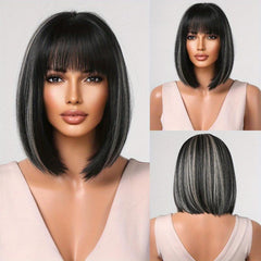 Blonde Bob Short Hair Wig Middle Part for Daily Halloween Use
