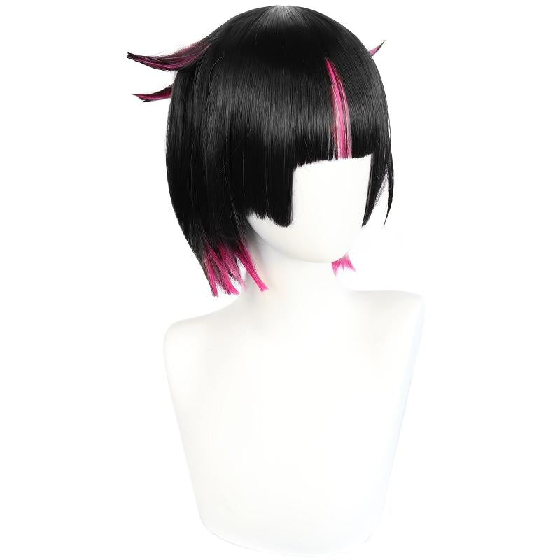 Pink Cosplay Wig + Wig Cap Short Hime Cut Bob Synthetic Wigs