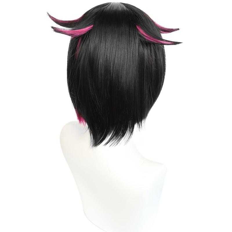 Pink Cosplay Wig + Wig Cap Short Hime Cut Bob Synthetic Wigs