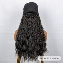 Baseball Cap With Long Wavy Hair Wig Attached