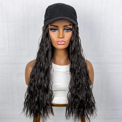 Baseball Cap With Long Wavy Hair Wig Attached