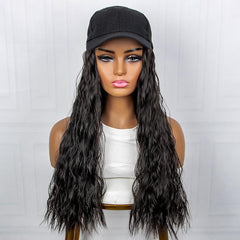 Baseball Cap With Long Wavy Hair Wig Attached