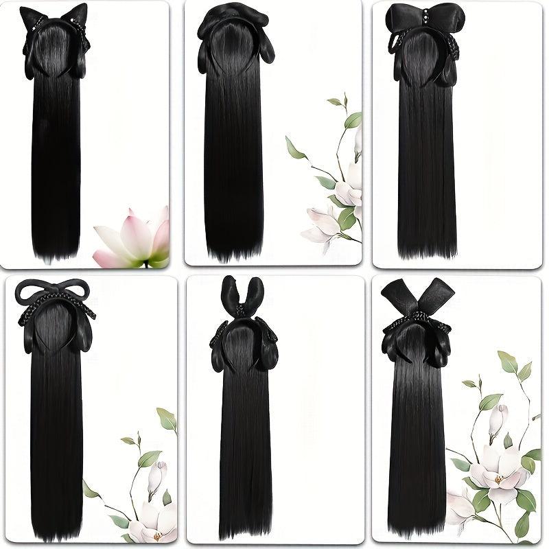 Chinese Style Headband Wig Synthetic Clip In Extensions