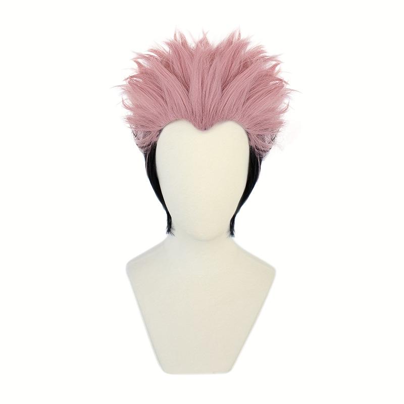 2 Tone Pink Cosplay Wigs Synthetic Hair Replacement + Wig Cap