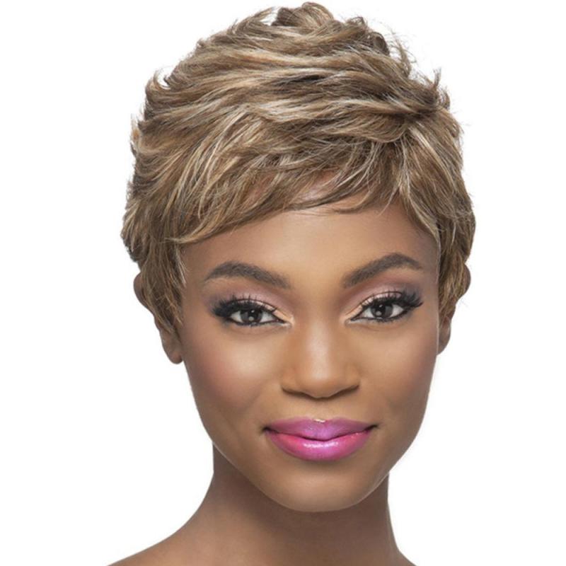 150 Density Curly Pixie Cut Wigs Synthetic Hair Replacement
